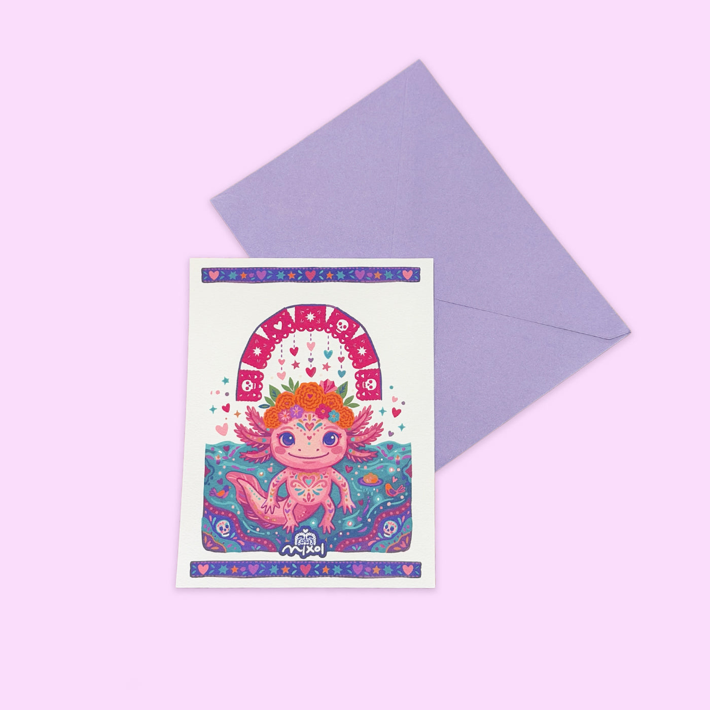 Postal Día de Muertos Ajolote