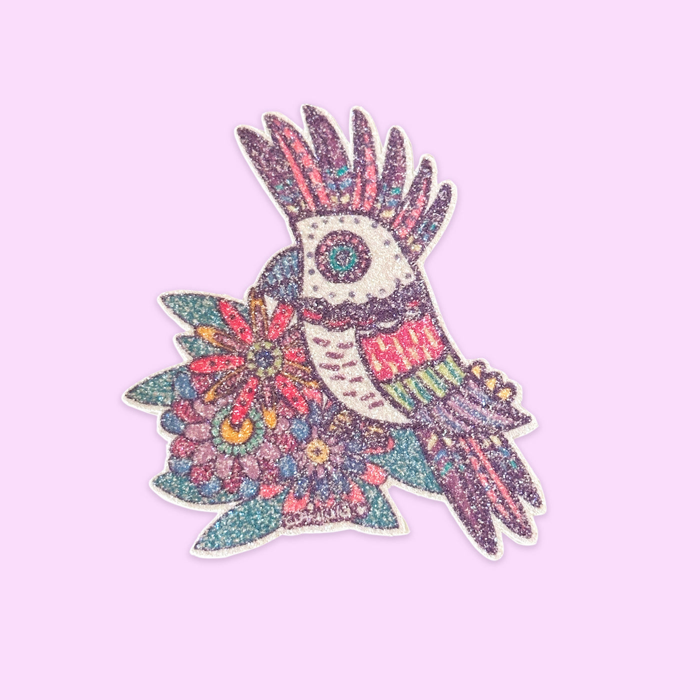 Sticker Glitter Cacatúa