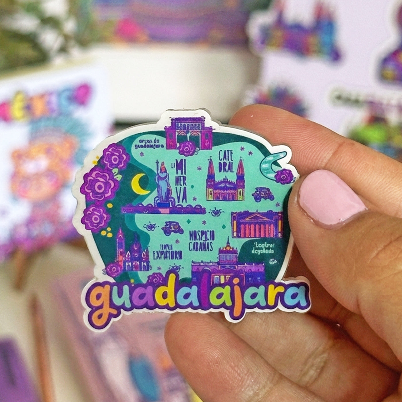 Pin Acrílico Ciudad Guadalajara Rosas