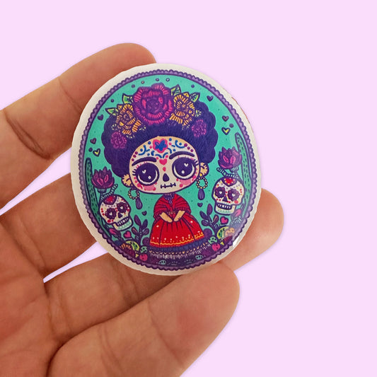 Pin Acrílico Frida Día de Muertos