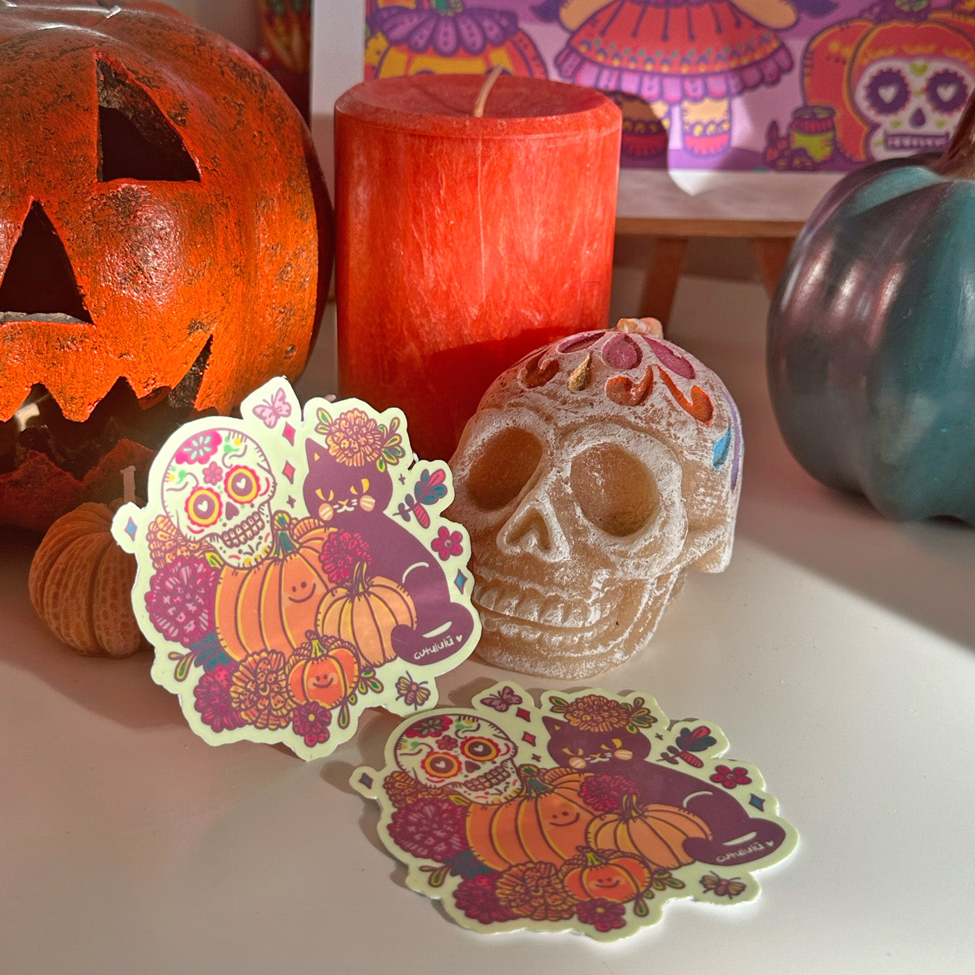 Sticker Brilla Oscuridad Gatito Halloween