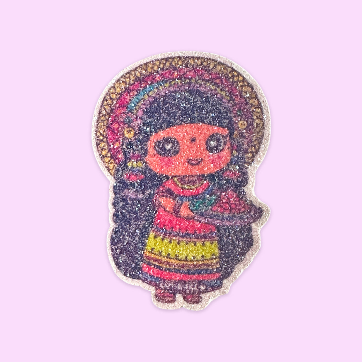 Sticker Glitter Niña Mercadito