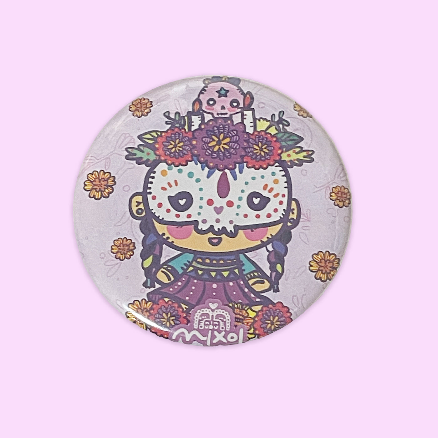 Espejo botón Día de Muertos