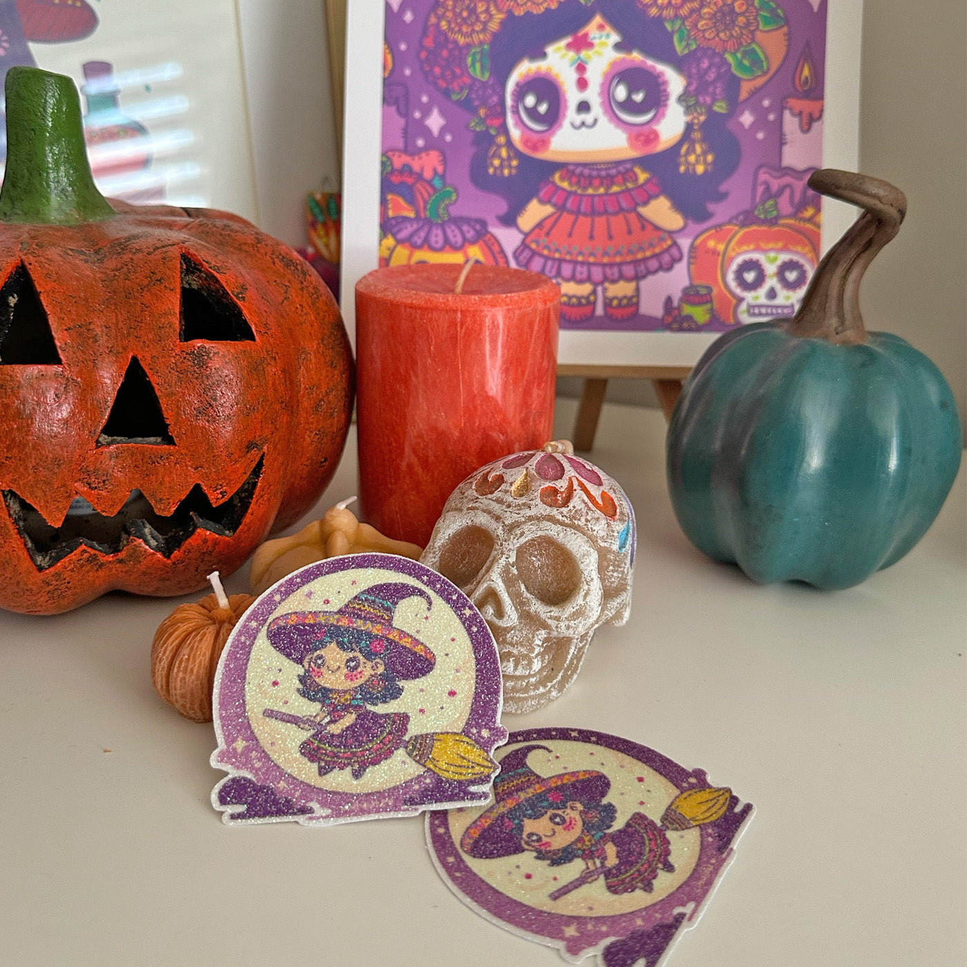 Sticker Glitter Brujita