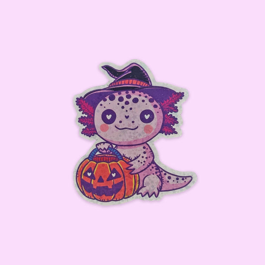 Sticker Holográfico Ajolote Brujito Halloween
