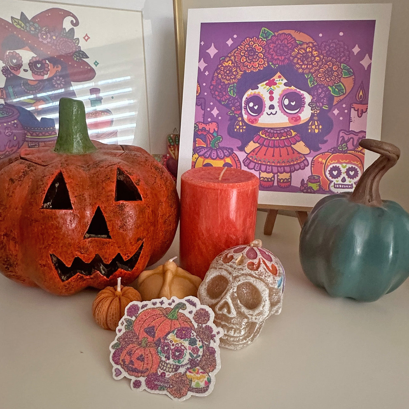 Sticker Glitter Calavera Halloween