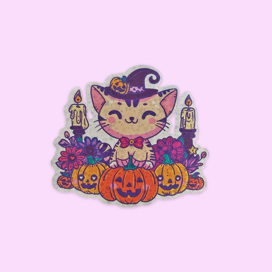 Sticker Holográfico Gatito Halloween 2025
