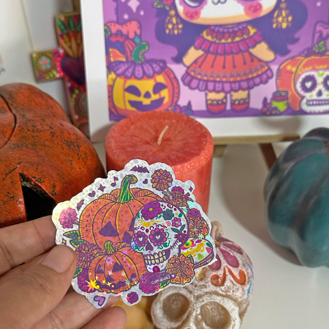 Sticker Holográfico Gatito