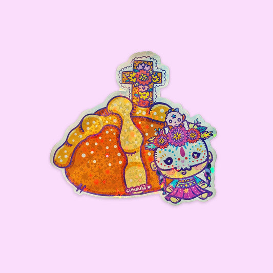 Sticker Holográfico Pan de Muerto