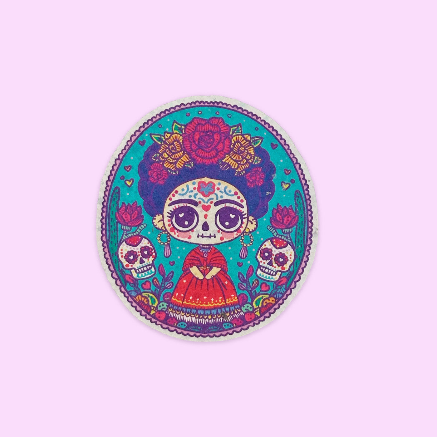 Sticker Holográfico Frida Día de Muertos