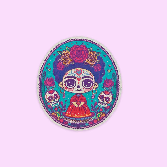 Sticker Holográfico Frida Día de Muertos
