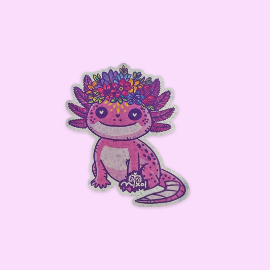 Sticker Holográfico Ajolote Día de Muertos