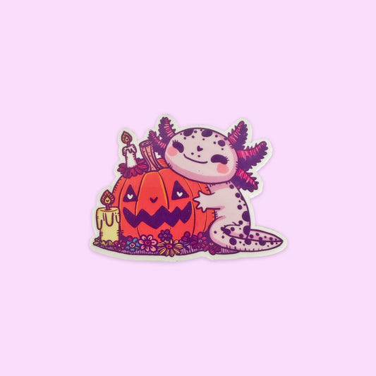 Sticker Brilla Oscuridad Ajolote Abrazando Halloween