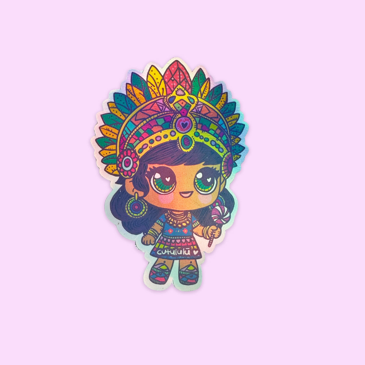 Sticker Holográfico Niña Paleta