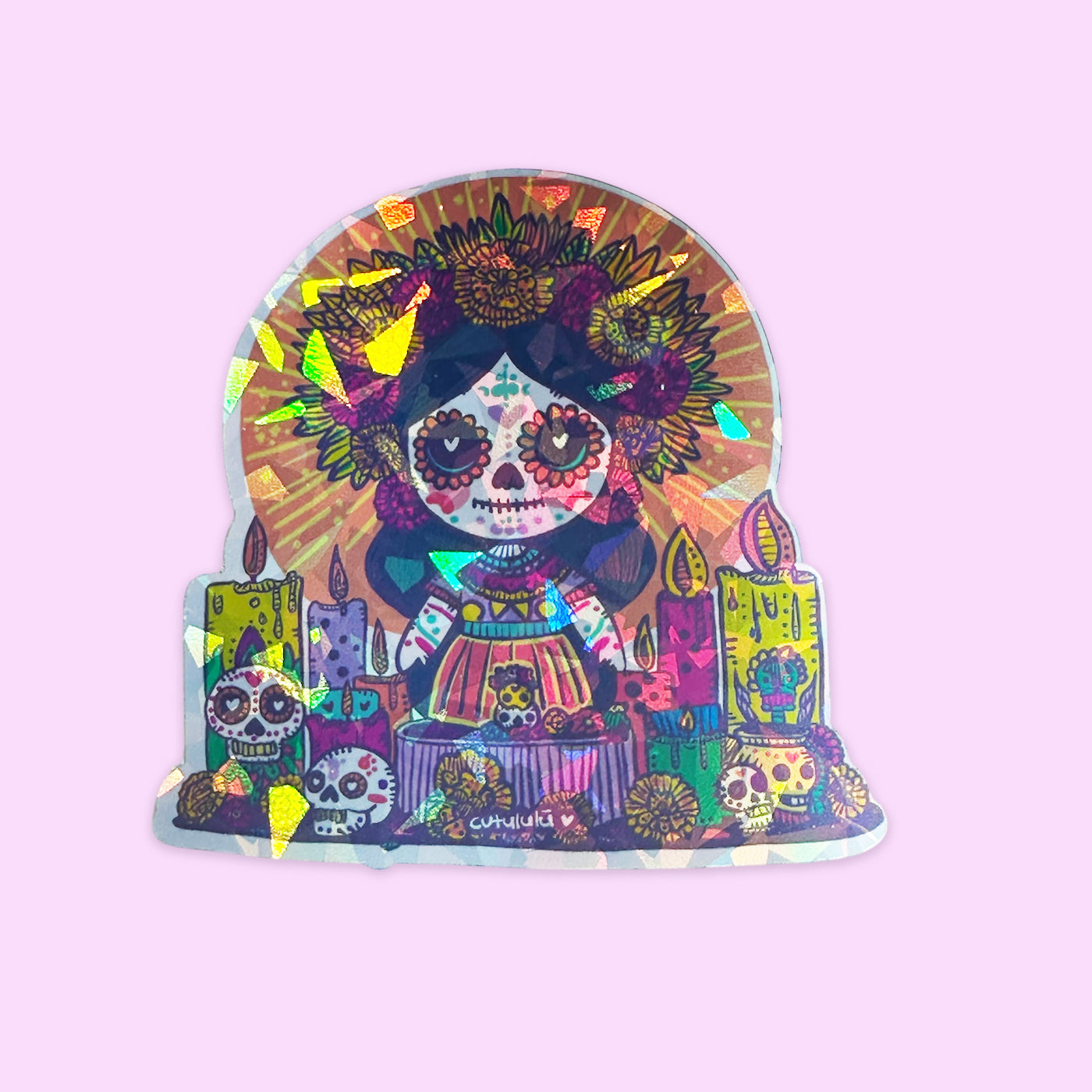 Sticker Holográfico Ofrenda Flores