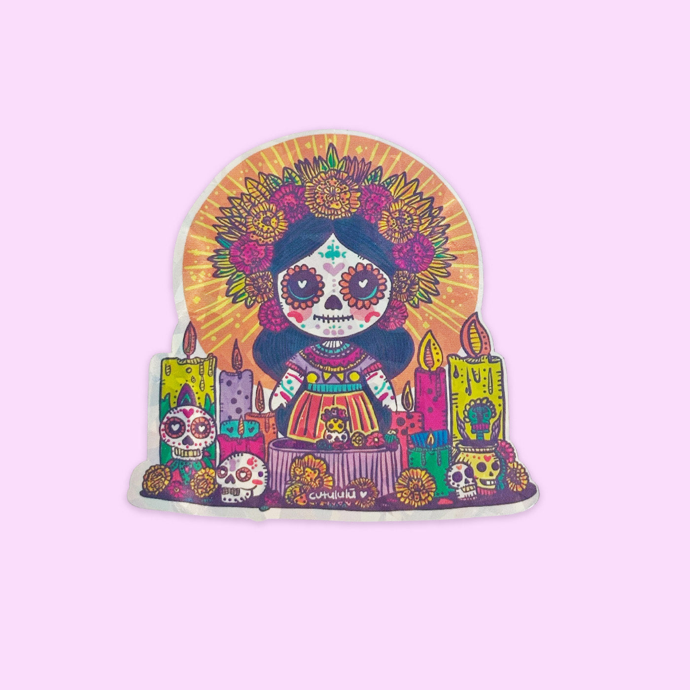 Sticker Holográfico Ofrenda Flores