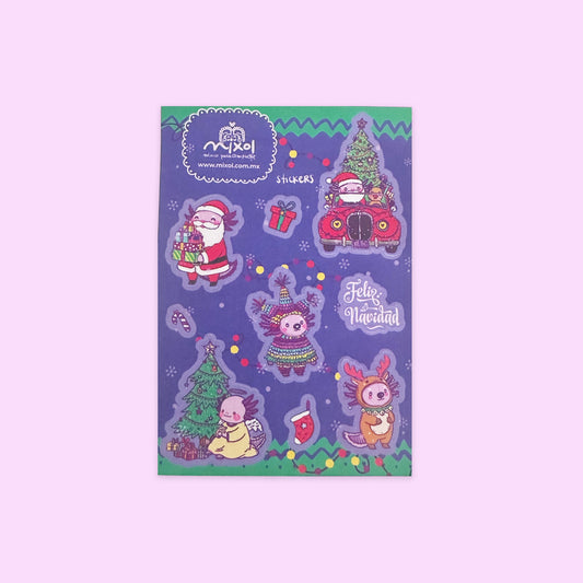 Set de Stickers Ajolote Navidad