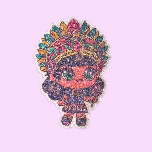 Sticker Glitter Niña Azteca Paleta