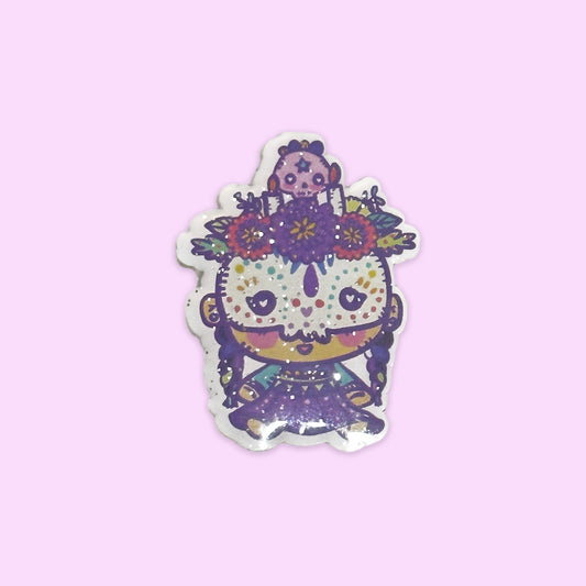 Pin Acrílico Glitter Día de Muertos