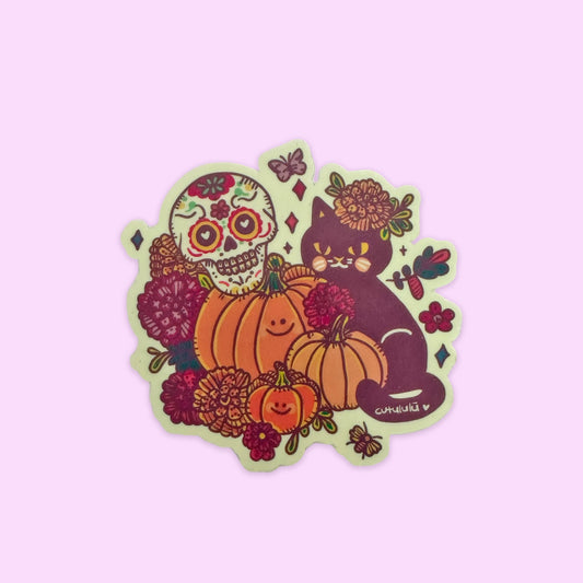 Sticker Brilla Oscuridad Gatito Halloween