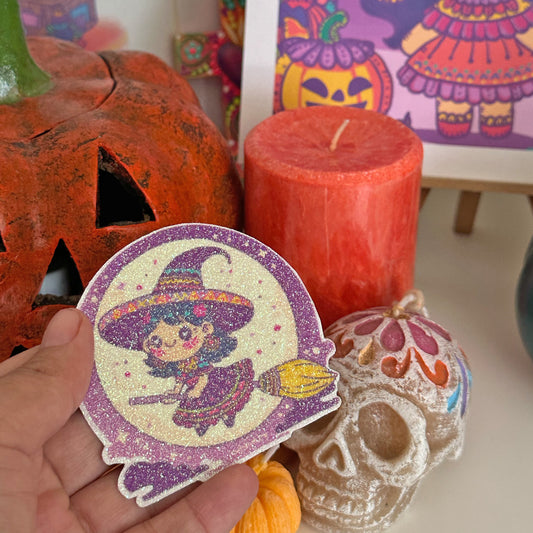 Sticker Glitter Brujita