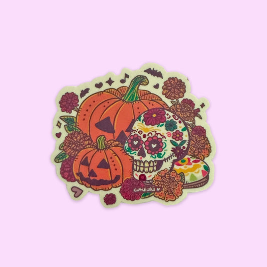 Sticker Brilla Oscuridad Calavera Halloween