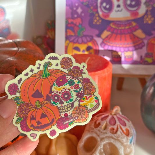 Sticker Brilla Oscuridad Calavera Halloween