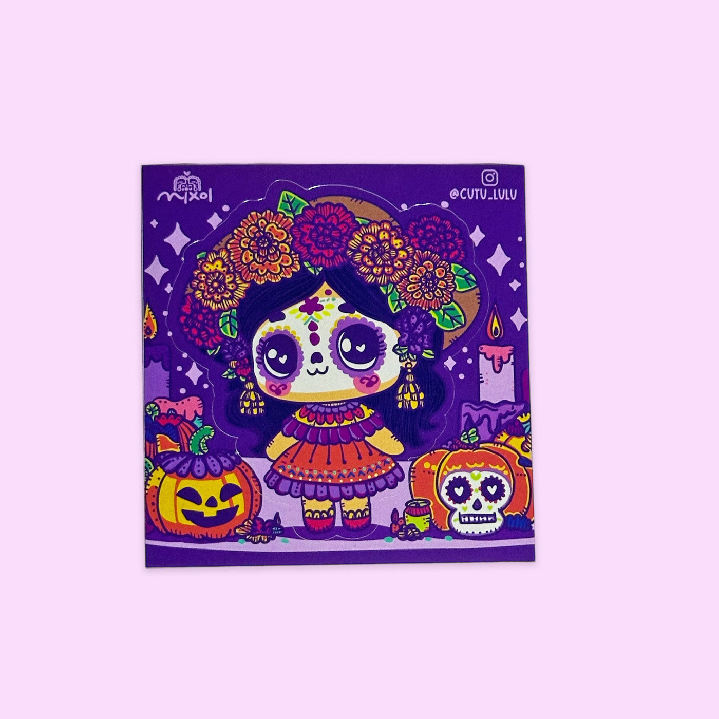 Sticker Individual Día de Muertos Flores