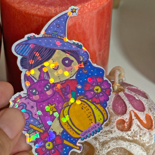 Sticker Holográfico Brujita Luna