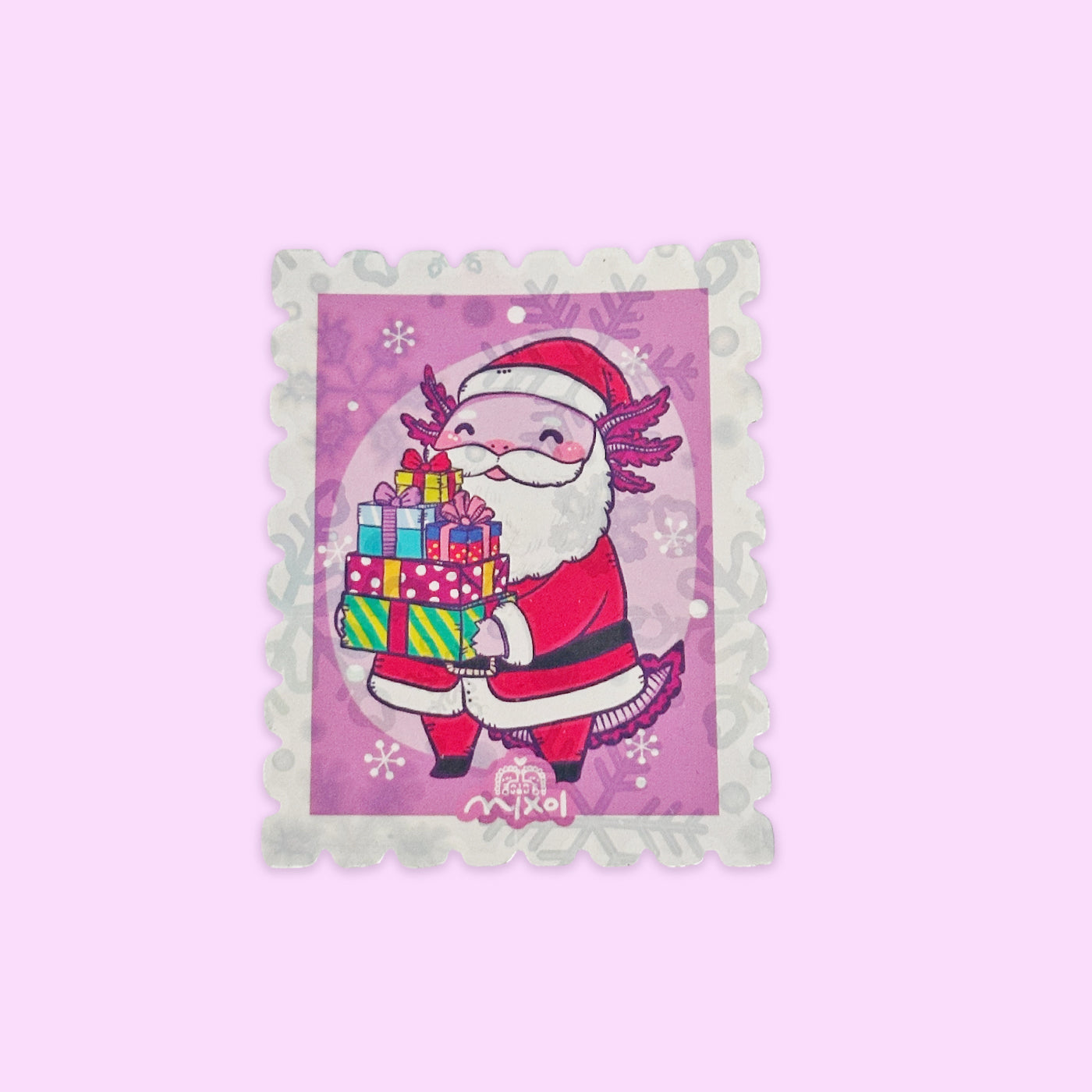 Sticker Holográfico Ajolote Santa Claus