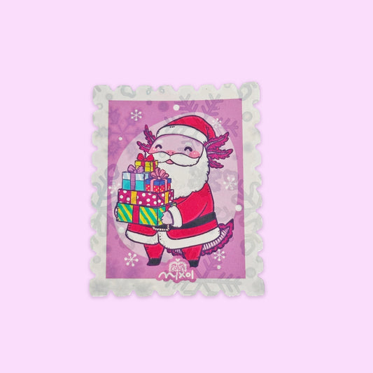 Sticker Holográfico Ajolote Santa Claus