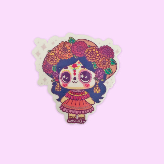 Sticker Brilla Oscuridad Niña Día de Muertos