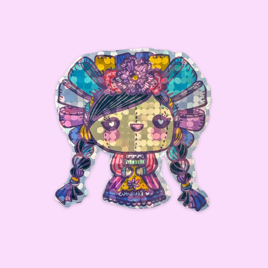 Sticker Holográfico Muñeca Lelé