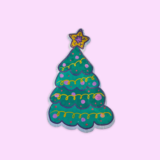 Sticker holográfico árbol de navidad