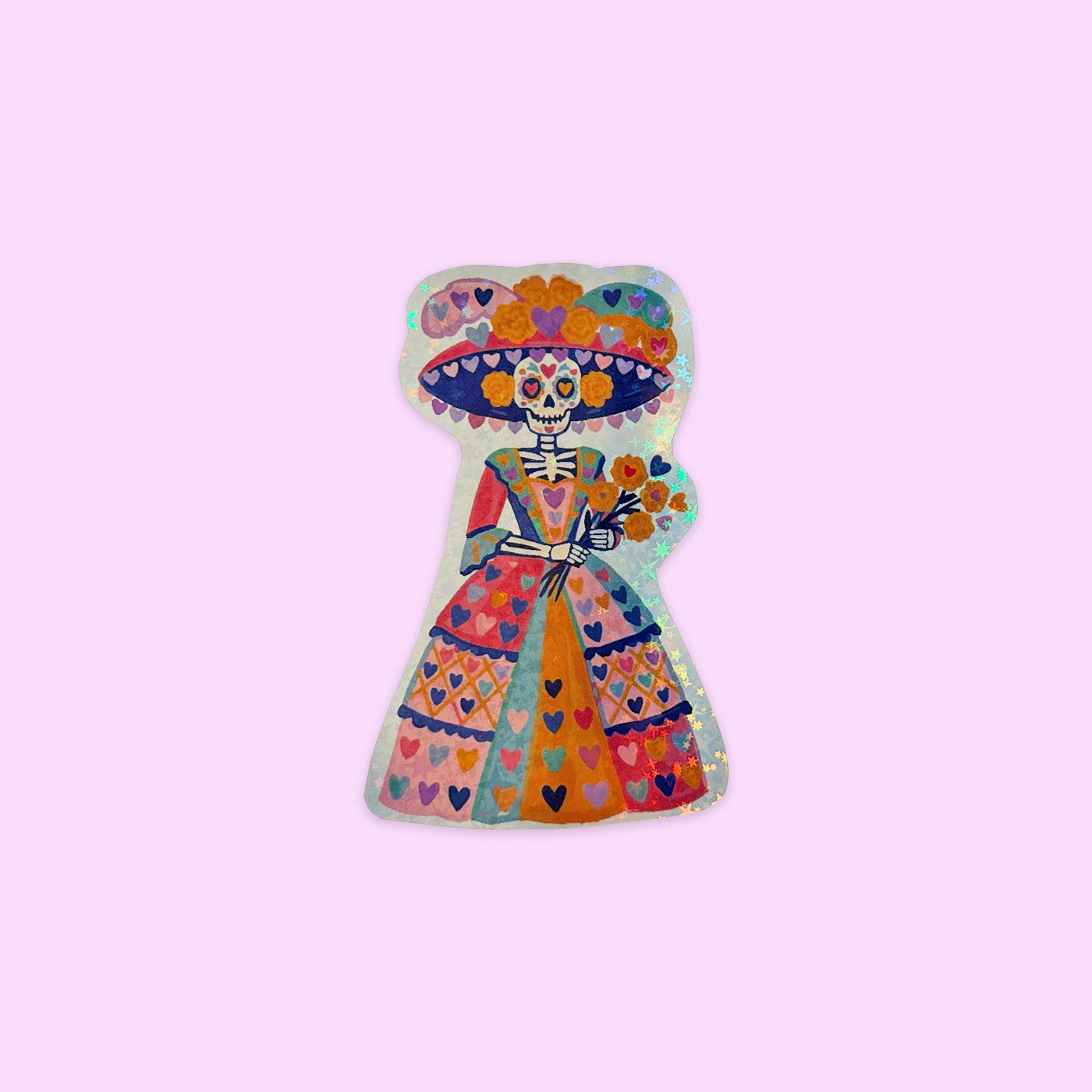Sticker Holográfico Catrina Calaca