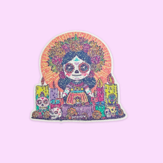 Sticker Glitter Ofrenda Flores